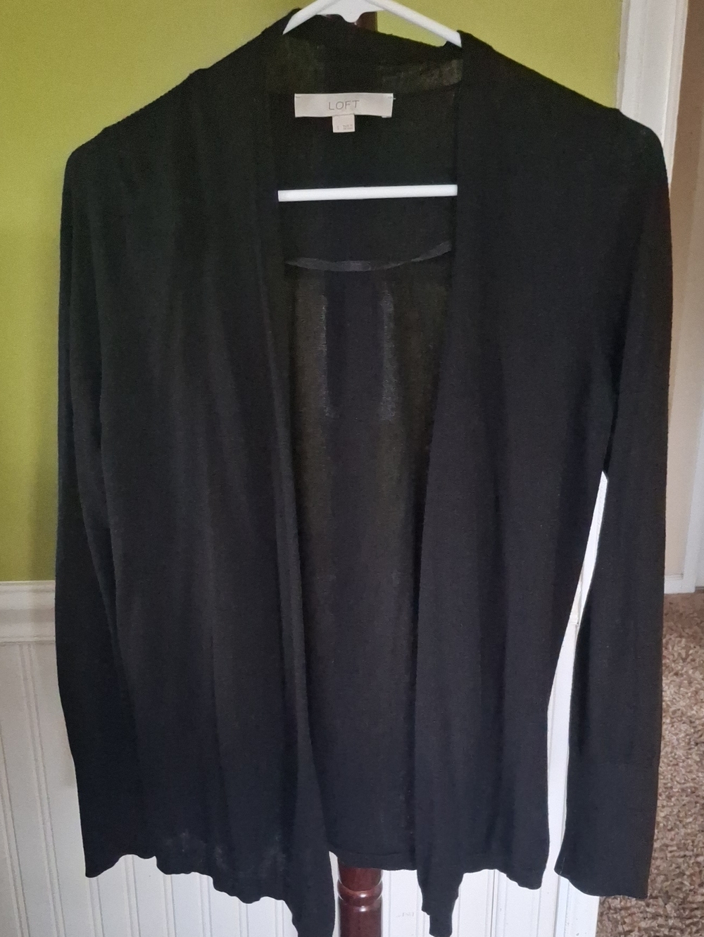 LOFT Black Open-Front Lightweight Cardigan